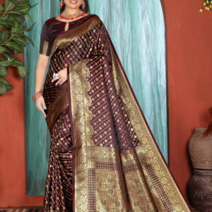 Regal Magenta Silk Saree with Gold Zari Border