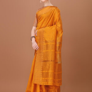 Golden Mustard Silk Saree with Woven Border